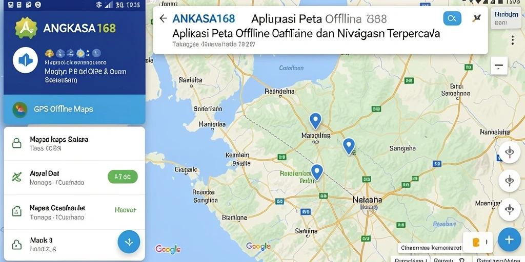 Tampilan antarmuka aplikasi GPS Offline Maps ANGKASA168.