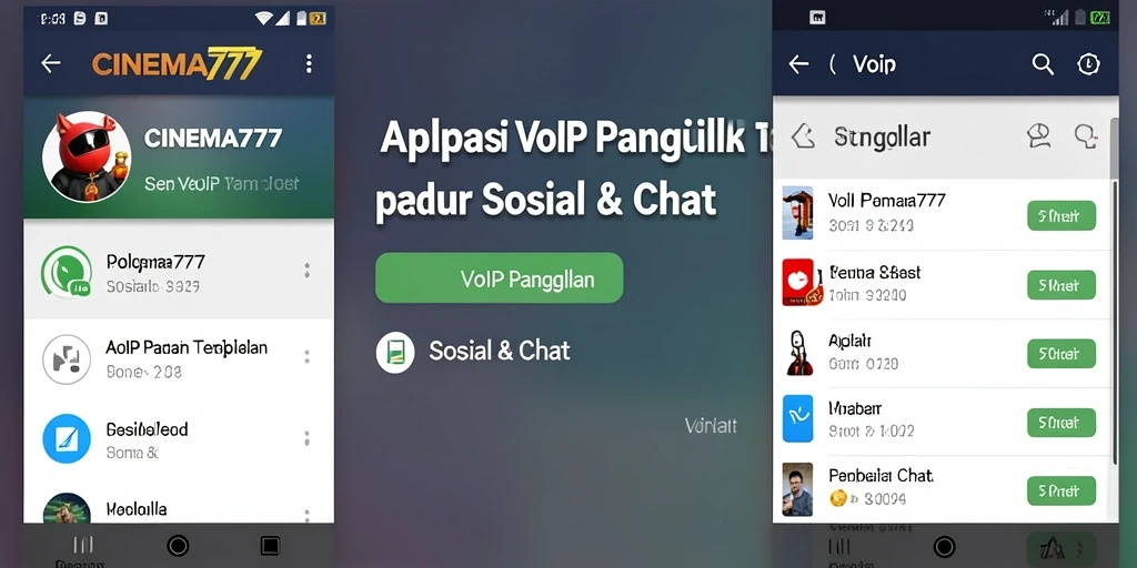 Antarmuka aplikasi CINEMA777 untuk VoIP Panggilan yang intuitif.