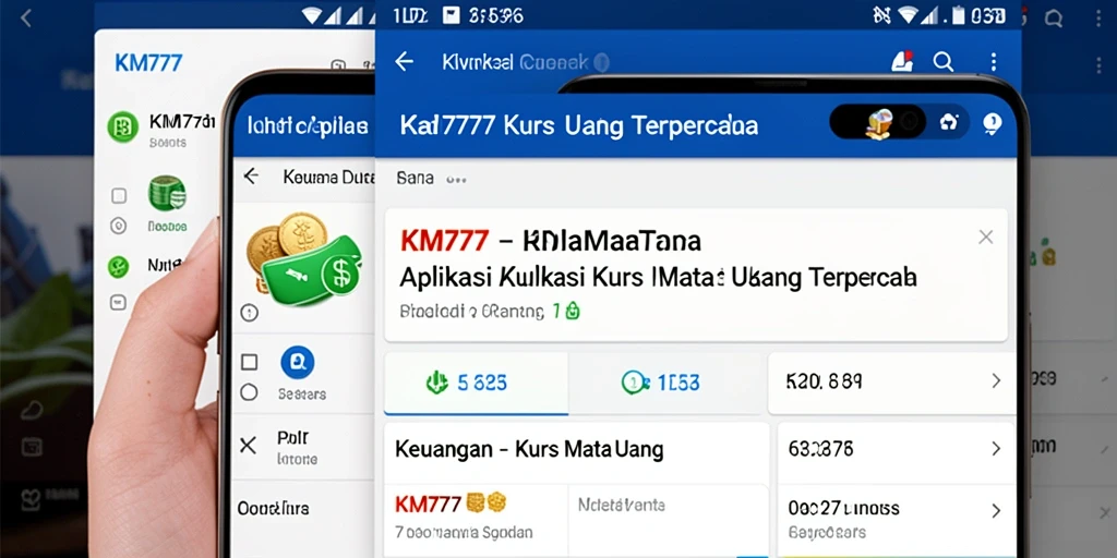 Tampilan antarmuka aplikasi KM777 yang user-friendly untuk kurs mata uang.