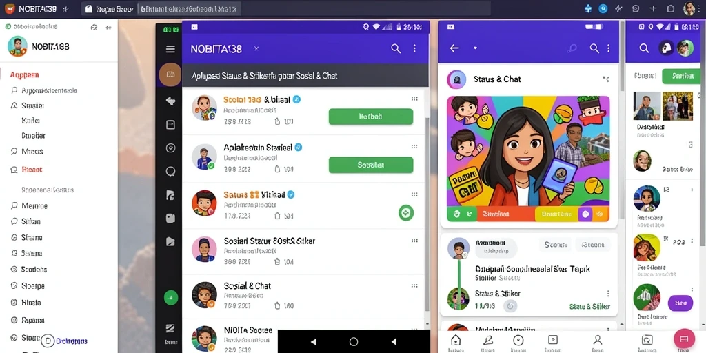 Tampilan antarmuka NOBITA138 yang menarik dengan berbagai stiker dan status.