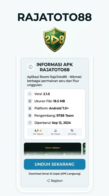 Tampilan halaman APK rajatoto88